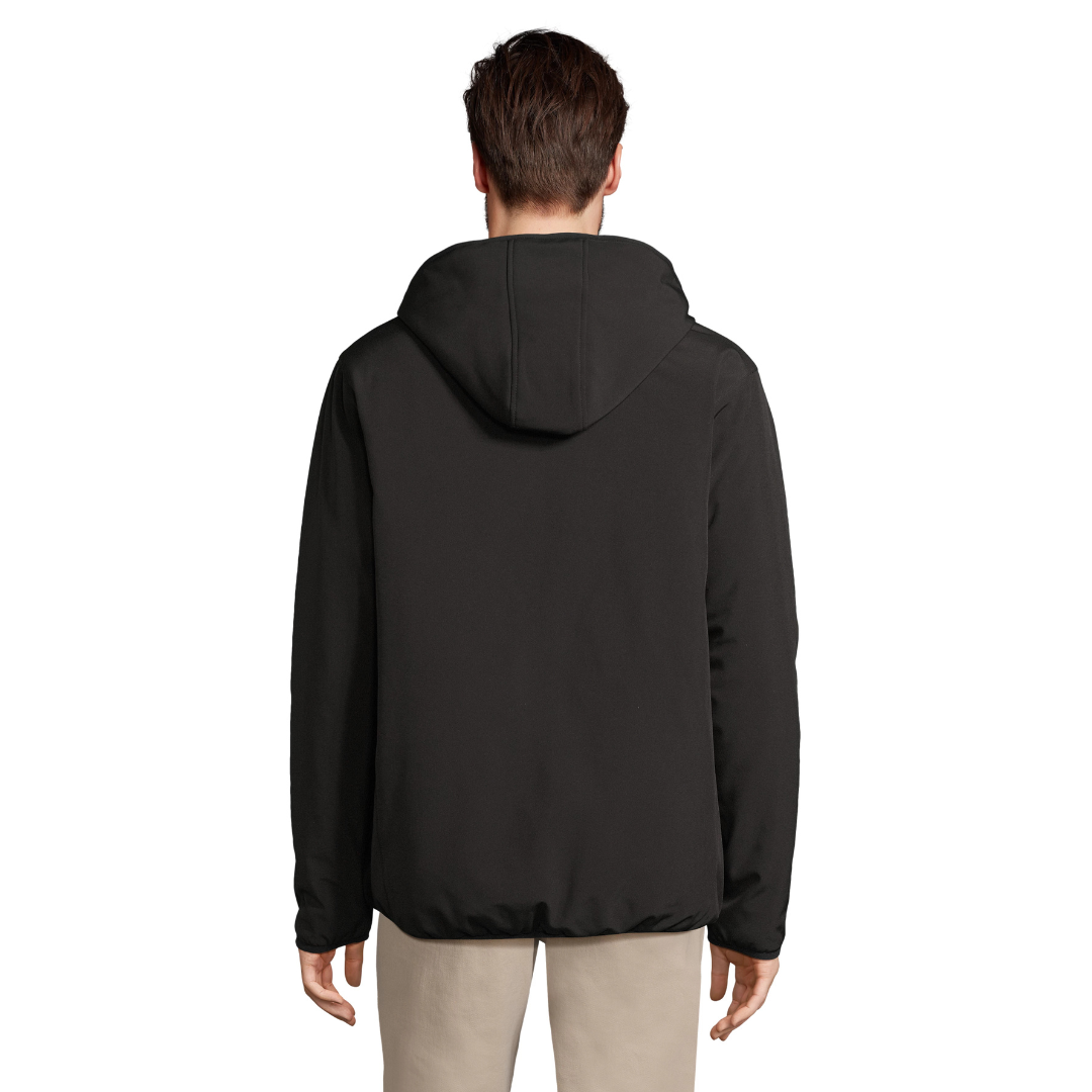 Softshell de invierno sostenible con capucha, vista trasera